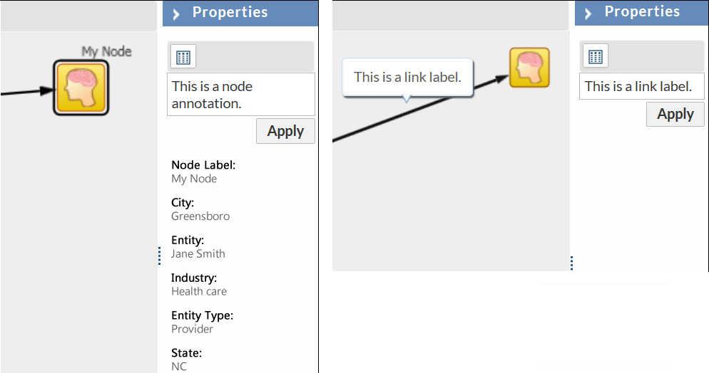 2 Expand the Properties pane to view the associated properties. Exploring and Managing Network Entities 161 TIP If you double-click a node or a link, the Properties pane expands automatically.