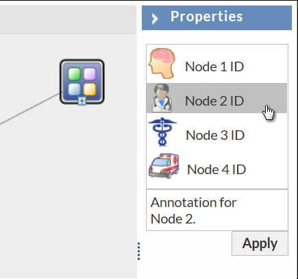 A grouped node can contain two or more nodes. By reviewing the properties of a group, you can see a list of all nodes in the group.