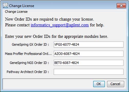 Managing Licenses To add or change a license There are a number of different license types available for GeneSpring, for example, a trial license or purchased licenses for any of the four available