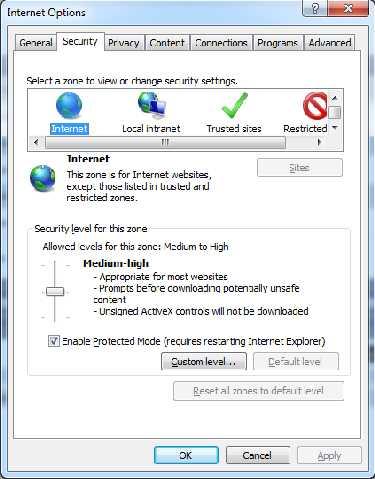 3.5 Privacy In order to set the privacy in your web browser, open the 'Tools / Internet Options' menu, in the