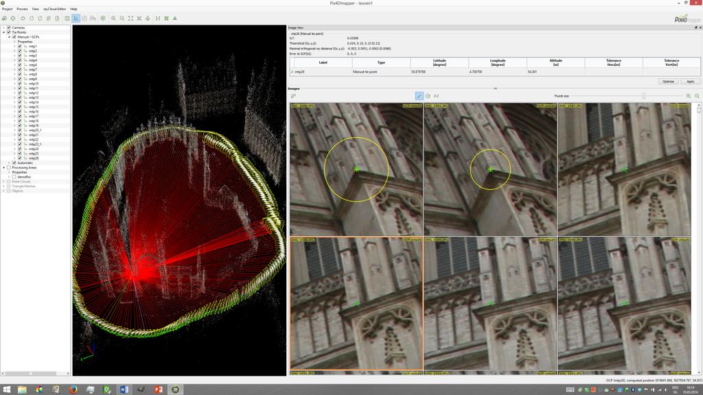 Figure 3 and Figure 4 illustrate this situation in a screenshot of Pix4D s raycloud editor. The middle image shows a 3D point cloud of a terrestrial reconstruction.