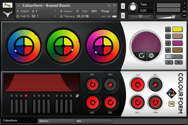Colourform by FrozenPlain 3 4 - USEFUL TIPS Press the info button at the top of the Kontakt interface to see descriptions when you hover over buttons and sliders.