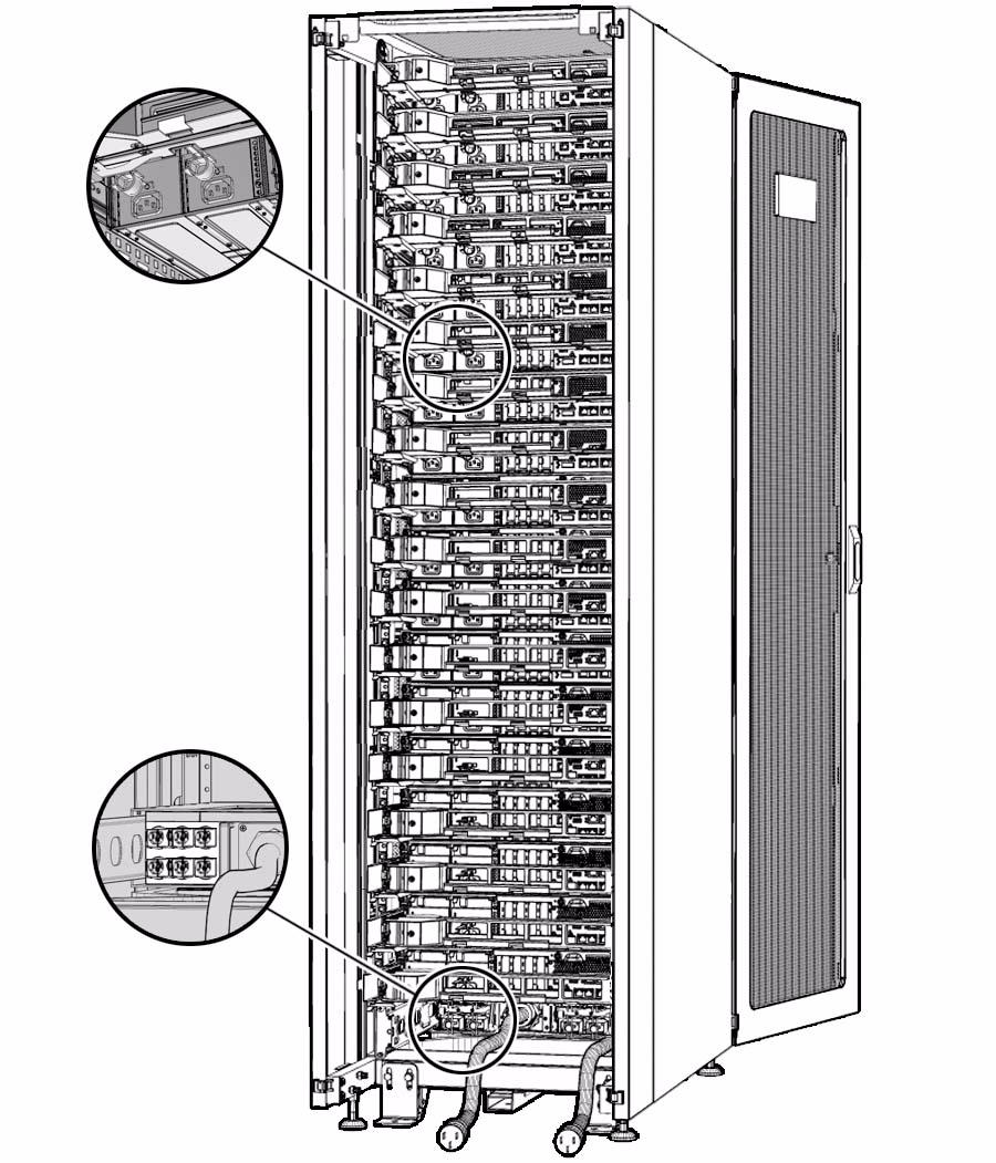 FIGURE 3-1 Sun Rack 1000 With M3000 Servers and One MPS Note The numbering in a rack reads from