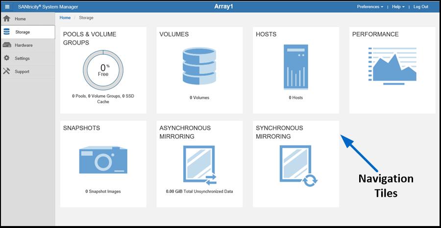 Figure 8) System Manager storage page.