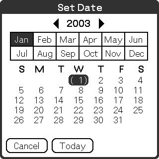 9 Tap the Set Date box. The Set Date screen is displayed. 10 Tap the arrow b or B next to the year to select the current year.