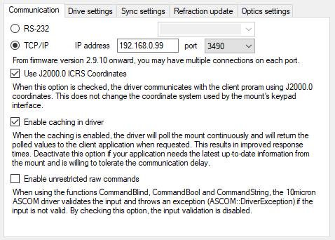 Page 12 Official 10Micron driver Besides the proper Epoch selection and enabling the Enable