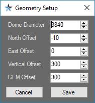 Page 17 Define your Dome geometry in the setup screen. The units in which you enter the values are not important, as long as all entries have the same unit.