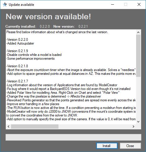 Page 27 Auto Updater Every time ModelCreator is launched, it checks online if there s a new version available and if so, presents a