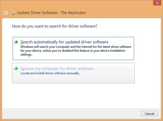 Click Browse my computer for driver software to find the location of drivers under ReplicatorG0040 on your