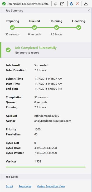 Visual Studio: Job states UX Preparing Job State New Compiling The script is being compiled by the Compiler Service Queued Queued All jobs enter the queue.
