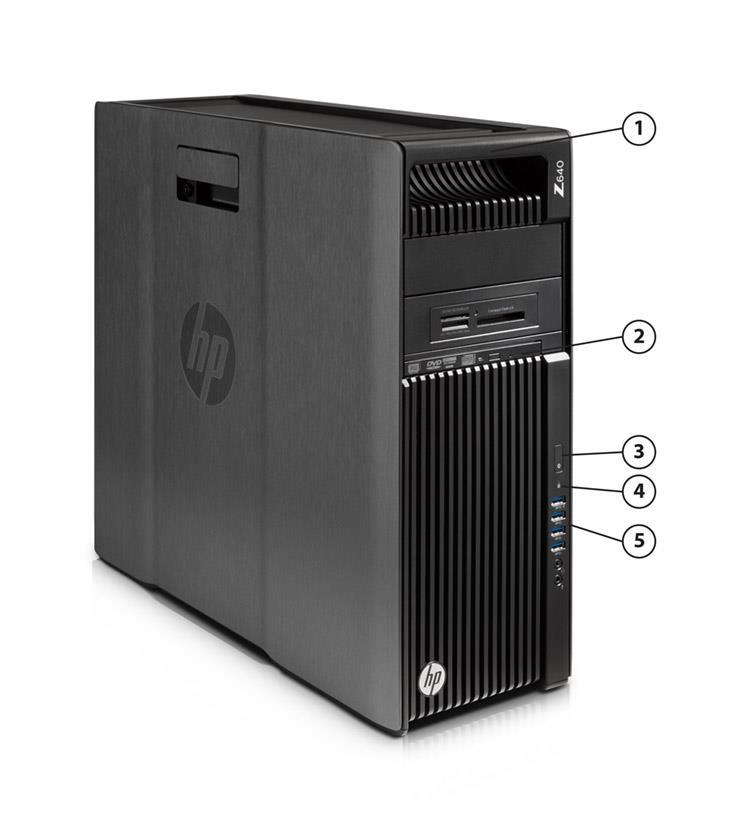 Overview 1. Integrated Front Handle 4. HDD Activity LED 2. Dedicated 9.5mm Optical Drive Bay 5. Front I/O: 4 USB 3.