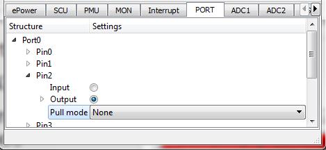 Expand Port0 Expand PIN2 Configure pin to Output mode Save with