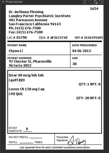 You can drag the prescription around the screen to position it so that it does not obscure information underneath.