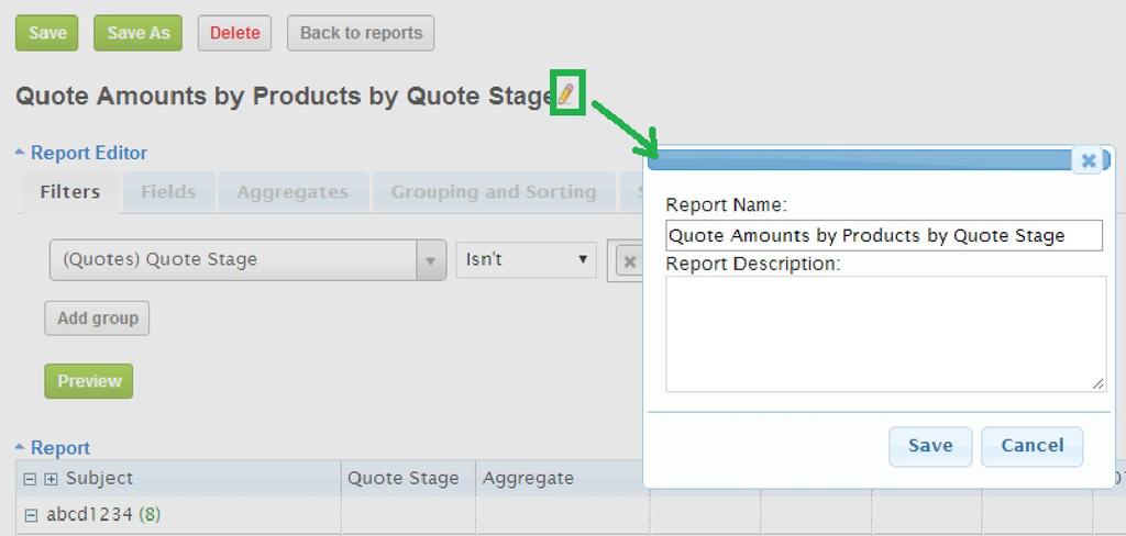 If you want to create new report based on existing report settings, you have to click Save as, - you will be prompted to enter new report name, folder and description before saving it.
