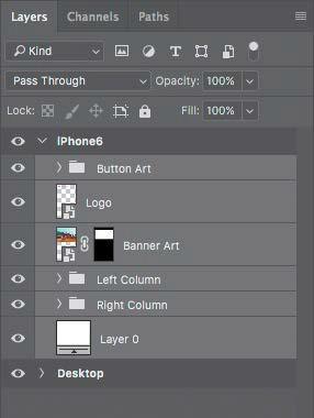 Creating a design variation with artboards You now have different artboards for desktop and smartphone display sizes; the next thing to do is fit the desktop-sized objects within the width of the