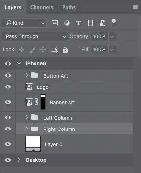 12 Select the Right Column layer group in the Layers panel, and then choose Edit > Free Transform.