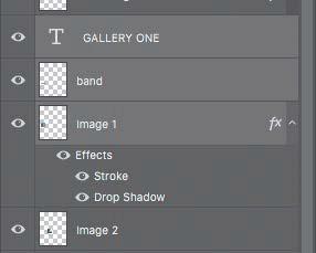 16 Select the GALLERY ONE, band, and Image 1 layers in the Layers panel, and choose