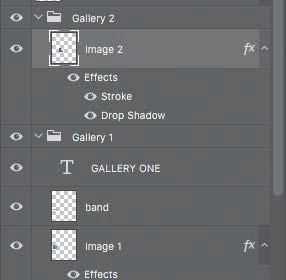 Name the duplicate band 2, click OK, and drag it into the Gallery 2 layer group above the Image 2 layer.