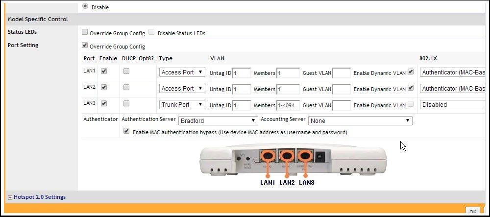 AP Wired Clients In order to enable the solution on AP wired clients, the Port Configuration of the AP needs to be changed as shown below