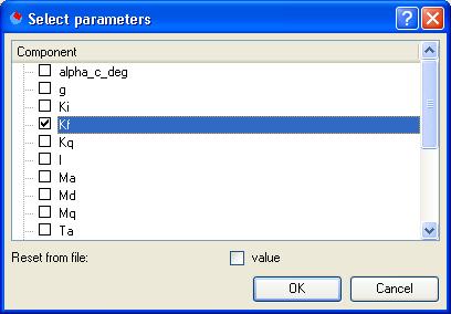 3.2.1 Specifying tuners Select Tuner parameters in the left part of the window in order to define the model parameters that shall be determined by the optimizer. Selecting Kf for tuning.