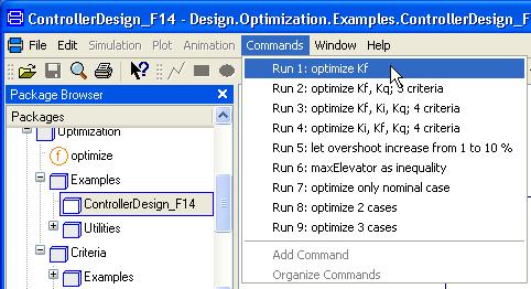 The optimization problem defined and to be solved by the Design package optimizer is now: min( max( overshoot(kf)/(0.