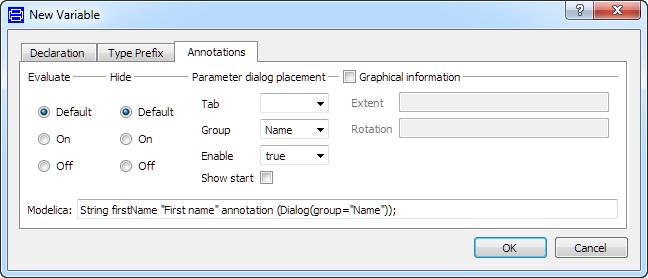 When clicking OK we have created the completed the annotations for the variable firstname. In the same the way the other variables could be given annotations.