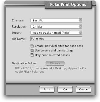 18 DPP App_C 1/10/05 2:23 PM Page 38 APPENDIX C} Polar Printing, Saving, and Loading Once you have recorded a Polar session, you will need to print to disk the passes you wish to keep.