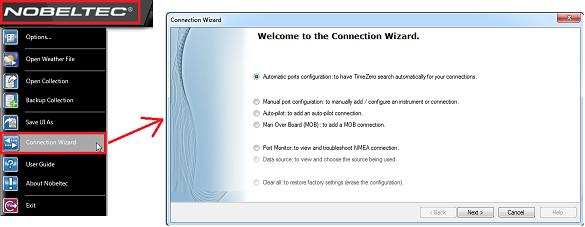 Installation Connection Wizard Introduction The Connection Wizard is used to configure instruments such as GPS, AIS, Heading and Wind Sensor.