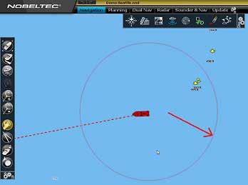 Ship & Track When the Ship icon is inside the Relative Motion Circle, the chart will scroll on the screen and the Ship icon will always stay at the same relative position inside the circle (Relative