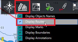 The selected and Active Route will always be displayed on the chart even if the route has been hidden.