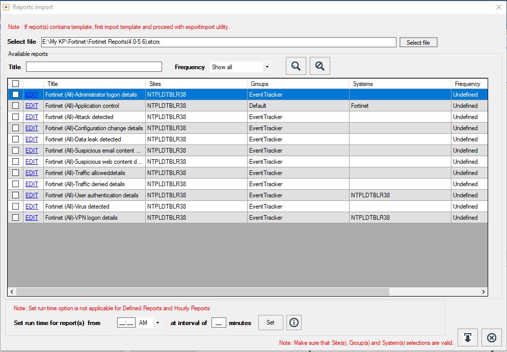 3. To import scheduled reports, click the