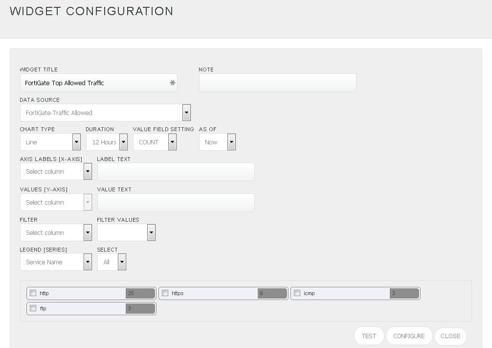 5. Fill fitting title and description and click Save button. 6. Click to configure a new flex dashlet. Widget configuration pane is shown. Figure 26 7.