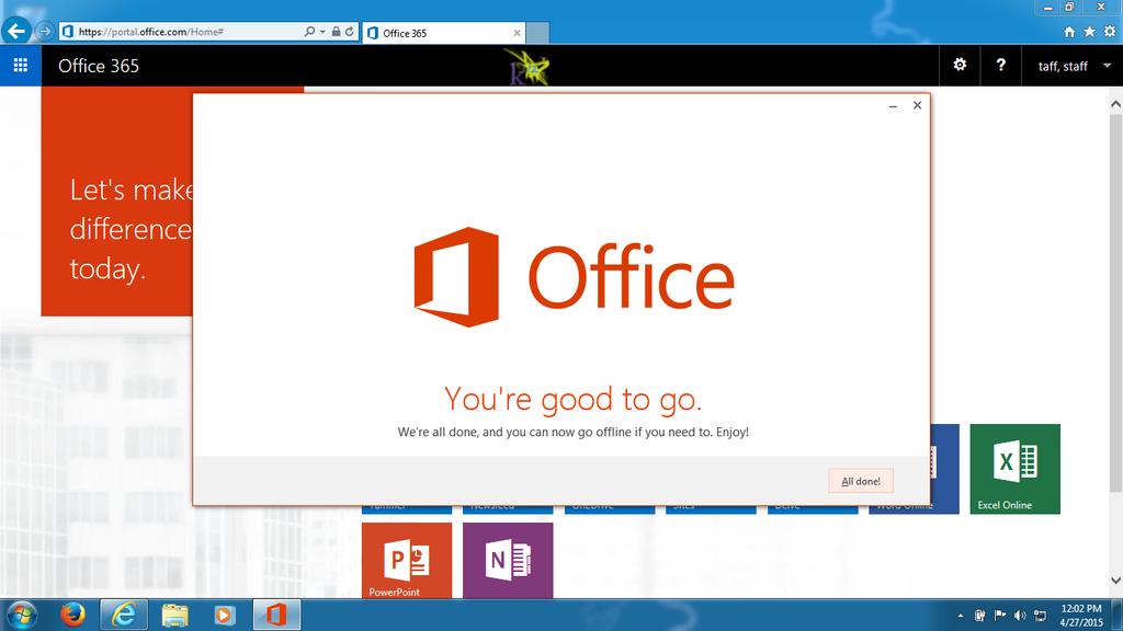 26. Once the Installation of Office 365 has completed, click on