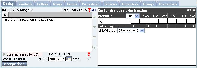 Anticoagulants, Dosing Regimes and Instructions (warfarin) 265. The cycle button is disabled for plain text instructions. 25.3.5. Customising Plain Text (Non Day Pattern) Instructions.