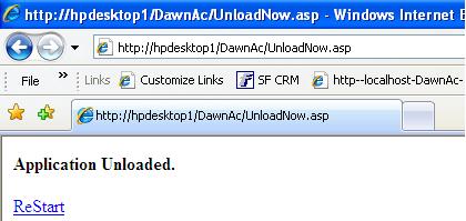340 Dawn Version 7 E-Manual. Ensure all users are logged out. 2. Type the following URL into the address box of your web browser: http://dawnserver/dawnac/unloadnow.asp.