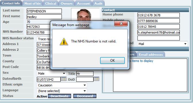 When you enter or amend an NHS number: DAWN checks whether the number you entered is valid.