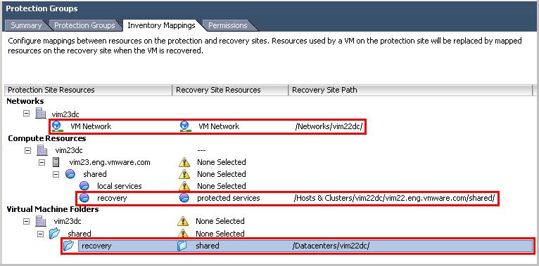 9. Configure the Inventory Preferences in Site B, these inventory preferences will be assigned to the protected VMs when they are restarted in Site A after the failback. Figure 6.
