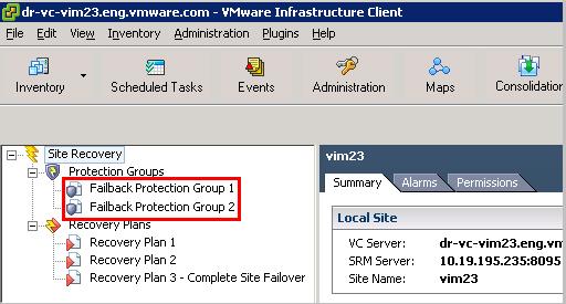 Connect to the VC instance in Site B and configure PG 2 (Failback Protection Group 1 and Failback Protection Group 2) in Site B as depicted in Figure 6.