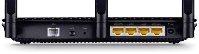 Specifications Hardware Ethernet Ports: 3 10/100/1000Mbps RJ45 LAN Ports, 1 10/100/1000Mbps RJ45 WAN/LAN Port, 1 RJ11 Port USB Ports: 2 USB 3.