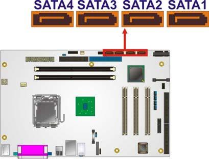 4.2.11 SATA Drive Connectors CN Label: CN Type: SATA1, SATA2, SATA3 and SATA4 7-pin SATA drive connectors CN Location: See Figure 4-12 CN Pinouts: See Table 4-8 The SATA drive connectors are