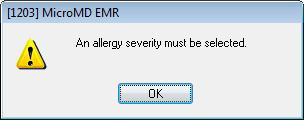 PRESCRIPTIONS CHAPTER 6 ALLERGY SEVERITY LEVEL To increase patient safety, users are required to enter a severity level when adding drug allergies to a patient chart.