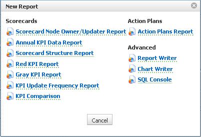 Scorecard Node Owner/Updater Report: This report will allow you to create and view