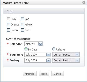 Color: Allows you to filter by any of the six colors for any calendar and any series of periods.
