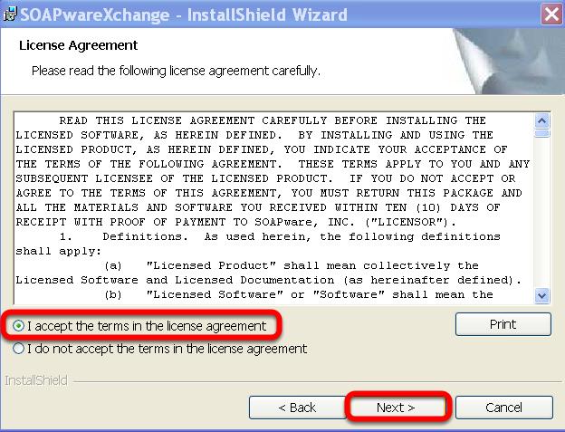 License Agreement - Read and choose to Accept the terms Read the license agreement and if you accept