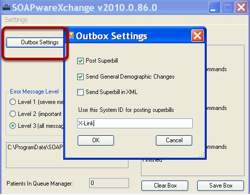 Technical Setup of SOAPwareXchange - Outbox Settings If you will be exporting information out of SOAPware to another program, you will need to setup the Outbox Settings.