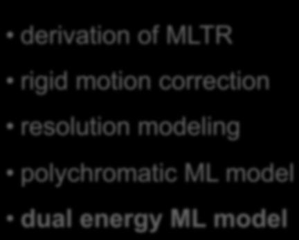 ML reconstruction for CT derivation of MLTR rigid motion correction resolution modeling