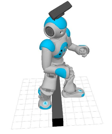 From this pose, the robot can perform a step-over action to overcome obstacles with a height and width of 6 cm (see Fig. 4(c)).