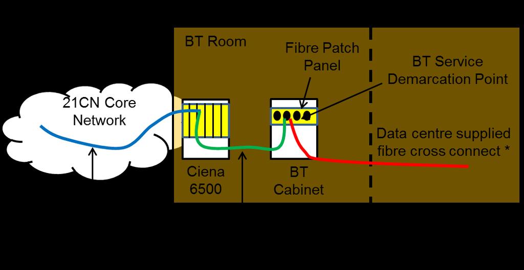 Where the CPE is installed in an on-net data centre, the service handoff to the customer will be via an optical patch panel installed in the BT cabinet/room, cage or Meet
