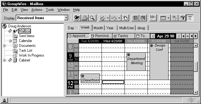 1 Click on the toolbar to view As Calendar. Using the Columns in Your Mailbox The Item List in the Main Window is divided into columns.
