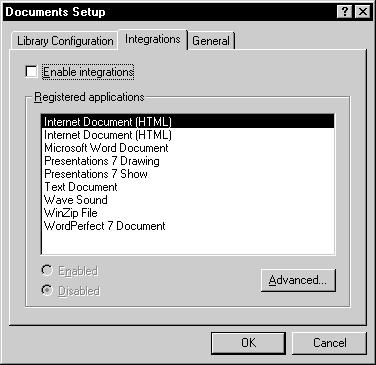 Integrating Applications During Setup Integrating Applications After Setup Turning Integrations Off If Setup detects that you have an ODMA enabled application, such as WordPerfect, Microsoft Word, or